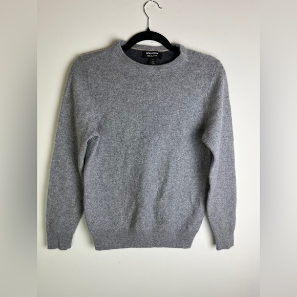 Nordstrom 100% Cashmere S Sweater Gray Crewneck Pullover Soft Classic Luxury Top - Picture 9 of 10